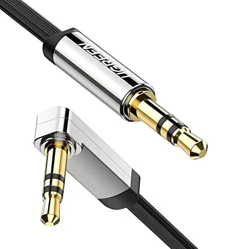 Produktbild: UGREEN Aux Kabel Auto 3.5 mm klinkenkabel 90 Grad Aux Kabel mit Winkelstecker für Auto Audiosystem, TV, Soundbar, Lautsprecher, Handy, Kopfhörer usw.(2m)