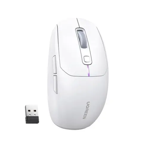 Produktbild: UGREEN Bluetooth Maus Wiederaufladbare RGB Maus Kabellos mit 5K DPI Sensor, 6 Programmierbare Tasten, Ultraleicht, USB kabellose Maus PC kompatibel mit Laptop Computer Windows 11 macOS Linux(Weiß)