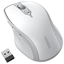 Produktbild: UGREEN Bluetooth Maus kabellos (BT 5.0 + 2.4G), 4000 DPI, 18 Monate Akkulaufzeit, Ergonomische Maus für Computer Laptop Tablet Handy, PC Maus kompatibel mit Windows macOS Android iOS Linux (Weiß)