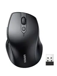 Produktbild: UGREEN Bluetooth Maus kabellos (BT 5.0 + 2.4G), 4000 DPI, 18 Monate Akkulaufzeit, Ergonomische für Computer Laptop Tablet Handy, PC kompatibel mit Windows macOS Android iOS Linux (Schwarz)