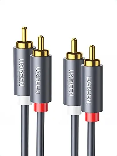 Produktbild: UGREEN Cinch Kabel 2M Stereo Cinch Audio Kabel Cinch auf Cinch 2RCA Kabel für Verstärker, Heimkino, Fernsehen, DVD usw. Vergoldeter Kontakte