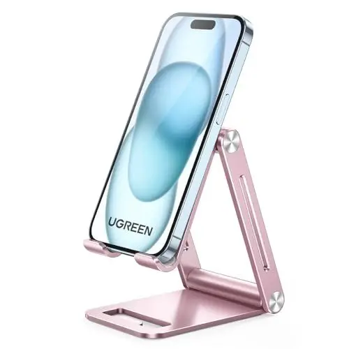 Produktbild: UGREEN Handy Ständer Verstellbar Aluminium Handyständer für Tisch Handyhalterung Handyhalter Schreibtisch kompatibel mit iPhone 15 14 13 Pro Max, Galaxy S23 Ultra S23+ S23, Huawei bis 7,9 Zoll (Pink)