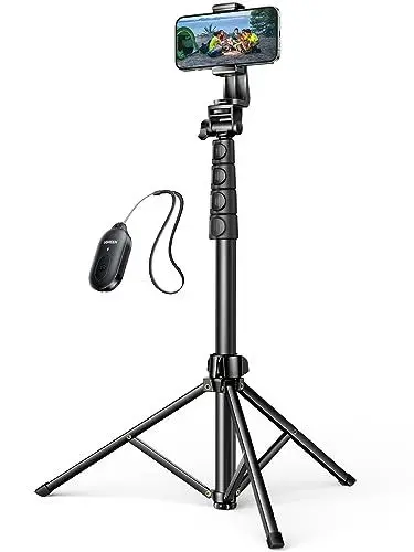 Produktbild: UGREEN Handy Stativ 170cm Stabil und Tragbar Handy Ständer mit Bluetooth Fernbedienung, Smartphone Stative kompatibel mit iPhone 16 15 14 Pro Max,14 Pro,14, Galaxy S23 Ultra, S23+,S23, Huawei, GoPro