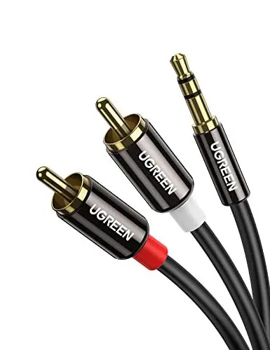 Produktbild: UGREEN Klinke auf Cinch Kabel 3,5mm Klinke Chinch Stereo Audio Kabel für TV, PC, Handy, MP3-Player, Lautsprecher, Heimkino, Autoradio, Tablet, Verstärker, Soundbar usw. (1m)