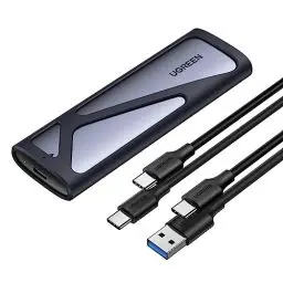Produktbild: UGREEN M.2 SSD Adapter SSD Gehäuse M2 Gehäuse USB 3.2 10 Gbps Gen2 Aluminium M.2 SSD Gehäuse für NVMe und SATA SSD in 2280/2242/2230/2260, kompatibel mit 970 Pro, 970 Evo usw.