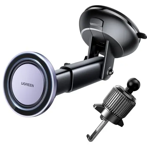 Produktbild: UGREEN MagSafe Autohalterung 2 in 1 Handyhalterung Auto Magnet 360° Drehbar Kfz Handyhalterung Auto Lüftung und Saugnapf kompatibel mit iPhone 16/15/ 14/13/12 Pro Max Mini und Allen Smartphones