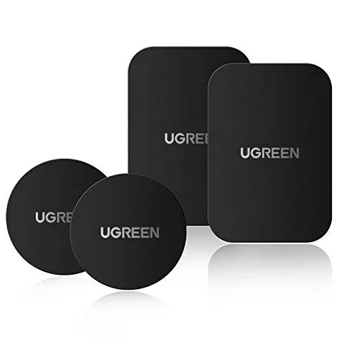 Produktbild: UGREEN Metallplatte für Magnet KFZ Handy Halterung Metallplättchen selbstklebend Handyhalterung Metall Platte für Handy Magnethalterung 3M Kleber KFZ Handyhalter Magnet 4 Stück 2 Rund und 2 Rechteckig