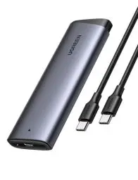 Produktbild: UGREEN NVME Gehäuse, M.2 NVME SSD Gehäuse USB 3.2 10 Gbps für NVMe PCIe M-Key/M+B Key in 2230/2242/2260/2280 mit USB CC und AC Kabel Werkzeuglos