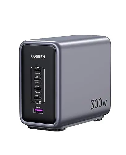Produktbild: UGREEN Nexode 300W USB C Ladegerät PD 3.1 Netzteil 5-Port GaN Charger kompatibel mit MacBook Pro 2021 16