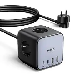 Produktbild: UGREEN Nexode DigiNest Würfel 65W USB C Steckdosenleiste GaN USB C Ladegerät USB 3-Fach Steckdose mit Schalter kompatibel mit MacBook Air/Pro, iPhone 16 Pro Max, iPad Pro, Galaxy S24 Ultra und mehr