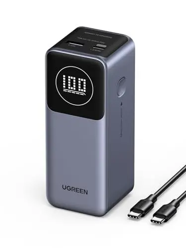 Produktbild: UGREEN Nexode Power Bank 12000mAh 100W Powerbank mit 2 Ports, externer Akku mit digitalem Display, USB C PD 3.0, kompatibel mit iPhone 16/15/14 Pro Max, Galaxy S24 Ultra, iPad und mehr
