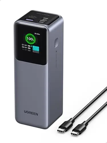 Produktbild: UGREEN Nexode Power Bank 25000mAh 200W Powerbank mit 3 Ports, externer Akku mit digitalem Display, USB C PD 3.1, kompatibel mit iPhone 16/15/14 Pro Max, Galaxy S24 Ultra, MacBook Pro, Dell, mehr