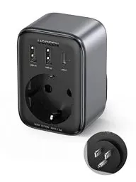 Produktbild: UGREEN Nexode Reiseadapter USA 30W Adapter USA Deutschland Stecker mit USB C Schnellladung 4-in-1 Reisestecker GaN für Kanada, Kolumbien, Thailand, Brasilien, kompatibel mit iPhone 15 Pro Max/Pro/15