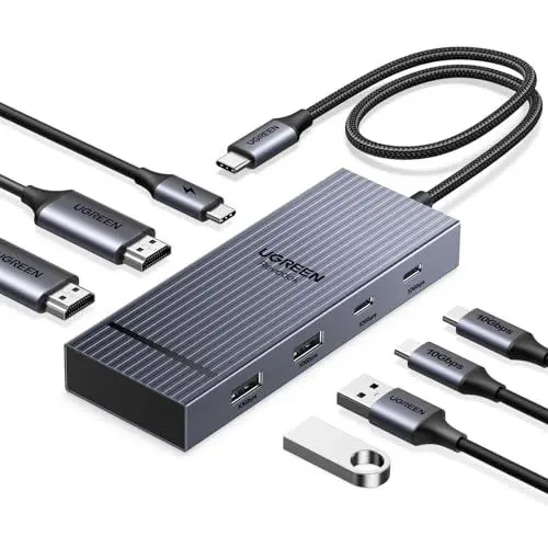 Produktbild: UGREEN Revodok Pro 10Gbps USB C Hub 2HDMI 4K@60Hz Docking Station Dual Dsiplay mit 2*USB A 3.2 & USB C 3.2 PD 100W Kompatibel mit XPS 13/15, Chromebook, X1, MacBook Air/Pro, Surface Pro 9 usw.