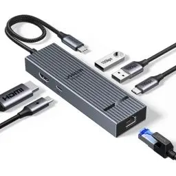 Produktbild: UGREEN Revodok Pro 10Gbps USB C Hub HDMI 4K@60Hz Ethernet Adapter mit 2*USB A 3.2 & USB C 3.2 Kompatibel mit iPhone 16 Serie, iPad Pro/Air, MacBook Pro/Air, Mac mini M4/M4 Pro, Steam Deck usw.