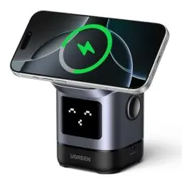 Produktbild: UGREEN UNO 2 in 1 Qi2 zertifizierte Ladestation, 15W iPhone Ladestation kompatibel mit MagSafe, magnetisches Wireless Charger für iPhone 16/15/14/13/12, AirPods 2/3, Winkel-Einstellbarer Ladeständer