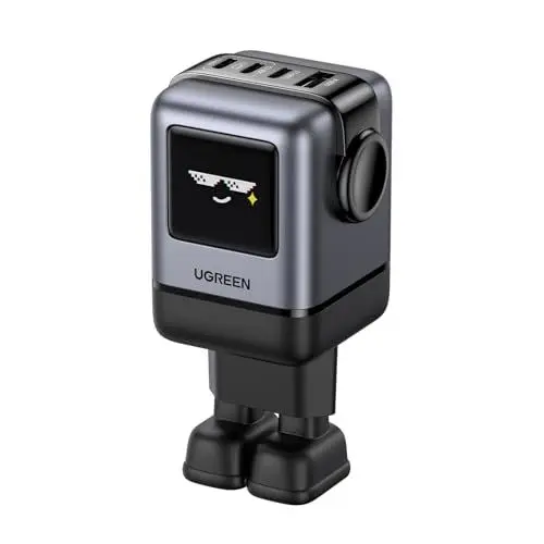 Produktbild: UGREEN UNO USB C Ladegerät 100W GaN Netzteil 4-Port Schnellladegerät LED Display Robot Charger Für MacBook Pro/Air, iPad, iPhone 16 Pro Max, 15, Galaxy S24 Ultra, Steam Deck (Schwarz)
