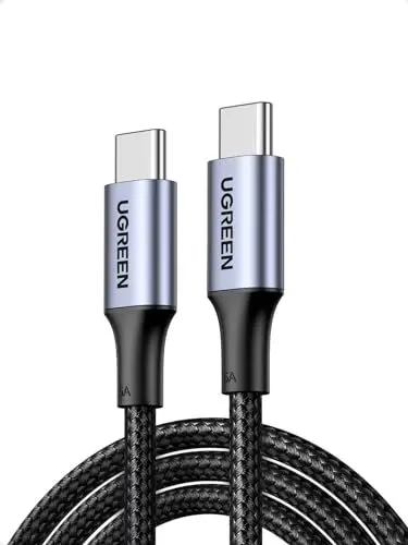 Produktbild: UGREEN USB C Kabel 100W PD 3.0 Ladekabel USB C Schnellladekabel 5A/20V PPS kompatibel mit iPhone 16/15, M3 MacBook Pro/Air, 2024 iPad Air, Galaxy S24 Ultra Pixel 9 Steam Deck usw. (2M, Space Grau)