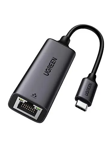 Produktbild: UGREEN USB C LAN Adapter Gigabit Ethernet Adapter Netzwerkadapter kompatibel mit iPhone 16, Galaxy S24 Ultra/S23, Mac Air/Pro, iPad Pro/Air, Mac mini M4,Surface Pro 9, Steam Deck, Switch usw.（Schwarz）