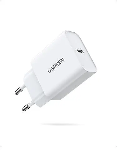 Produktbild: UGREEN USB C Ladegerät, USB-C Netzteil, 20W Schnellladegerät für iPhone 16, 16 Pro, 16 Pro Max, 15, 15 Pro, 14, 13, 12, iPad, Galaxy S24, S23, Pixel, pd 3.0 Charger Adapter USB c Stecker (weiß)