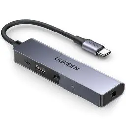Produktbild: UGREEN USB C auf 3.5 mm Klinke Aux Adapter, USB Soundkarte mit PD 60W Schnellladung für Headset (CTIA/OMTP Standard), Laptop usw.