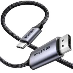 Produktbild: UGREEN USB C auf DisplayPort 1.4 Kabel Bidirektional 8K@60Hz 4K@240Hz DisplayPort auf USB C Thunderbolt 4 Kabel Aluminium geflochten （2M）