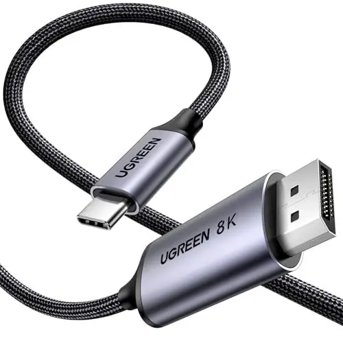 Produktbild: UGREEN USB C auf DisplayPort 1.4 Kabel Bidirektional 8K@60Hz 4K@240Hz DisplayPort auf USB C Thunderbolt 4 Kabel Aluminium geflochten （2M）