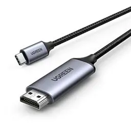 Produktbild: UGREEN USB C auf HDMI Kabel 4K 60Hz 2m Thunderbolt 3/USB C 3.1 HDMI Kabel UHD Geflochten-Aluminium kompatibel mit iPhone 16 15 MacBook Pro 2021 iPad Pro/Air, Galaxy S23 Ultra usw.（1M）