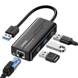 Produktbild: UGREEN USB Hub Ethernet Adapter Gigabit mit 3 USB 3.0 Ports und RJ45 LAN Adapter kompatibel mit MacBook, Mac Pro, Mac Mini, iMac, Surface Pro, Flash Drive unter Windows 11/10/8, Linux, MAC OS