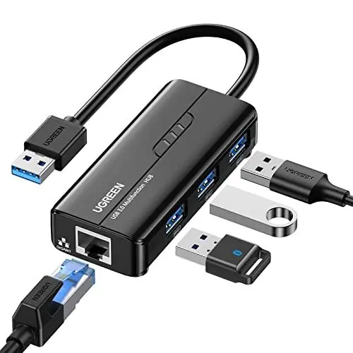 Produktbild: UGREEN USB Hub Ethernet Adapter Gigabit mit 3 USB 3.0 Ports und RJ45 LAN Adapter kompatibel mit MacBook, Mac Pro, Mac Mini, iMac, Surface Pro, Flash Drive unter Windows 11/10/8, Linux, MAC OS