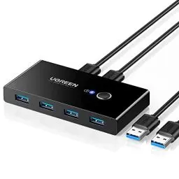 Produktbild: UGREEN USB Switch 2PC USB 3.0 Switcher 2 In 4 Out USB Switch mit 2 USB 3.0 A auf A Kabeln für Tastatur, Maus, Drucker, Scanner, USB Sticks usw.