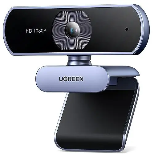 Produktbild: UGREEN Webcam Full HD 1080P/30fps USB Webcam für PC, Webcam mit Mikrofon, klares Stereo-Audio, automatische Lichtkorrektur, 85° Ansicht, USB Webcam für Live Streaming, Videoanrufe, Lernen, Konferenzen
