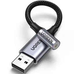 Produktbild: UGREEN USB auf 3.5mm Klinke Adapter USB Soundkarte Adapter Klinke auf USB für Computer, PS5, Switch, Lautsprecher, Mikrofon 4 Polig TRRS Adapter USB