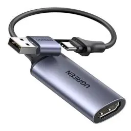 Produktbild: UGREEN Video Capture Card, HDMI auf USB A/C Video Capture Card 4K 60Hz Eingang 1080P 30Hz Aufnahme für Rekorder Live Streaming Video, Gaming kompatibel mit Computer Mac mini 4 usw.