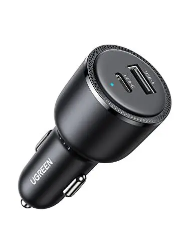 Produktbild: UGREEN Zigarettenanzünder USB 63W 45W+18W USB C Autoladegerät KFZ Ladegerät USB C 12V PPS kompatibel mit iPhone 16/16 Pro/16 Pro Max/15/15 Pro/15 Pro Max/14/13/12, MacBook Air, S24 GPS-Navigation usw.