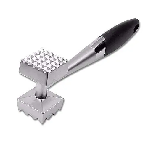 Produktbild: UHARBOUR Hammer-Fleischhammer für Steaks, Huhn, Fisch, Schweinefleisch, strapazierfähiges Metall, guter Griff, doppelseitig, 21,6 cm
