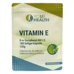 Produktbild: Vitamin E 400 I.E. - 360 mg Alpha-D-Tocopherol - Natürliche E-Vitamine als Nahrungsergänzungsmittel - Starkes Antioxidans - 180 Kapseln