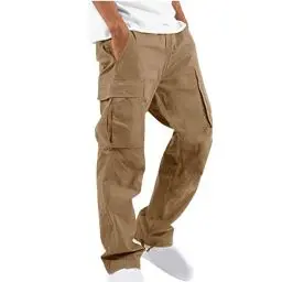 Produktbild: UHouse Cargohose Herren Hose Sommer Baumwolle Cargo Hosen Baggy Arbeitshosen Männer Leichte Sommerhose Bequeme Freizeithose Warehouse Deals Freizeit Einfarbig Pants Sale Angebote Khaki L