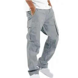 Produktbild: UHouse Cargohose Herren Hose Sommer Baumwolle Cargo Hosen Baggy Arbeitshosen Männer Leichte Sommerhose Bequeme Freizeithose mit Gummizug Freizeit Einfarbig Pants Meine Bestellungen Grau L