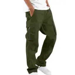 Produktbild: UHouse Cargohose Herren Hose Sommer Baumwolle Cargo Hosen Baggy Arbeitshosen Männer Sommerhose Bequeme Freizeithose Freizeit Einfarbig Pants Leicht Blitzangebote des Tages Armeegrün XL