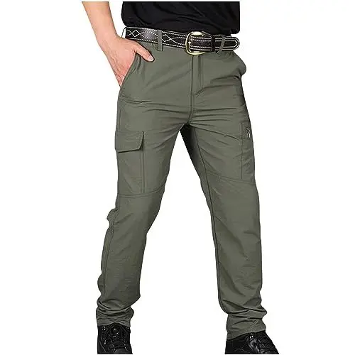 Produktbild: UHouse Cargohose Herren Hosen Taktische Hose Regular Fit Wanderhose Leichte Outdoorhose Bequeme Herrenhosen mit Seitentasche Sommer Trekkinghose Einfarbige Freizeithose Sale Grün M