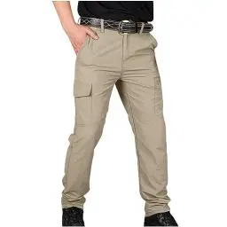 Produktbild: UHouse Cargohose Herren Hosen Taktische Hose Regular Fit Wanderhose Leichte Outdoorhose Bequeme Herrenhosen mit Seitentasche Sommer Trekkinghose Einfarbige Freizeithose Sale Khaki M