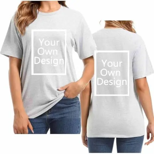 Produktbild: UHouse Damen Tshirt Personalisierte T Shirt Bedrucken T-Shirt Selbst Gestalten Oberteile Elegant Oversize Shirt mit Aufdruck Basic Longshirt Leichte Sommershirt Warehouse Deal Weiß M