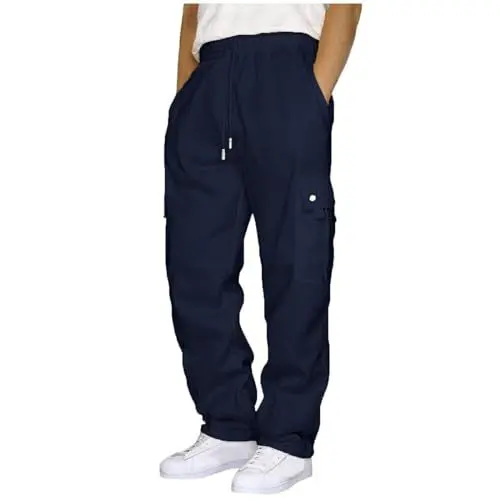 Produktbild: UHouse Herren Hose Cargohosen Basic Sommerhose Baumwolle Baggy Cargohose Sale Herren Teenager Jogging Hose Einfarbig Sommer Outdoorhose Schwarze Oversize Outdoor Hose Gutschein Marine 3XL