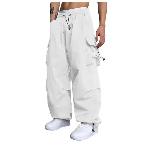 Produktbild: UHouse Herren Hosen Cargohose Baggy Sommerhose Baumwolle Casual Cargo Hose Outlet Angebote Junge Jogginghose Fashion Kletterhose Weiß Strandhose Lang Outdoorhose Herren Hose Sale Weiß 3XL