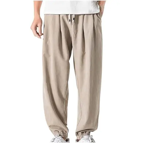 Produktbild: UHouse Hose Herren Cargo Hosen Baggy Sommerhose Leicht Baumwolle Basic Cargohosen Angebote Männer Jogginghose Y2k Kletterhose Leinenhose Oversized Angelhose Herren Hose Sale Khaki 3XL