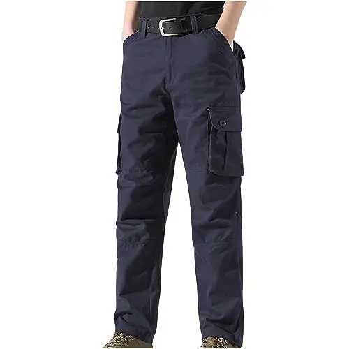 Produktbild: UHouse Hose Herren Cargohosen 2024 Sommerhose Baumwolle Mode Cargohose Prime Teenager Jogginghosen Bootcut Kletterhose Stoffhose Weites Bein Fahrrad Regenhose Gutscheine Marine 5XL
