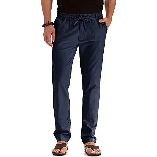 Produktbild: UHouse Hosen Herren Freizeit Chino Hose Business Slim Fit Freizeithose Business Baumwolle Herrenhosen Mode Golfhose Bequeme Stoffhose Lässig Anzughose Leichte Sommerhose Marineblau L