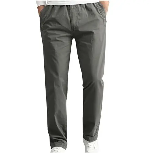 Produktbild: UHouse Hosen Herren Mode Freizeithose Regular Fit Chino Hose Bequeme Stoffhose Leichte Sommerhose Lang Dünner Herrenhosen Freizeit Anzughose Leinenhose Basic Pants Deals of The Day Armeegrün 5XL