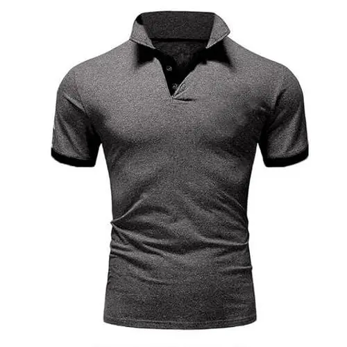 Produktbild: UHouse Poloshirt Herren Kurzarm Casual Golfshirt Bequeme Polo-Shirt Leichte Sommerhemd Modische Polohemd Mode Fashion Tee Top Longshirt Einfarbig Oberteil Dunkelgrau 3XL